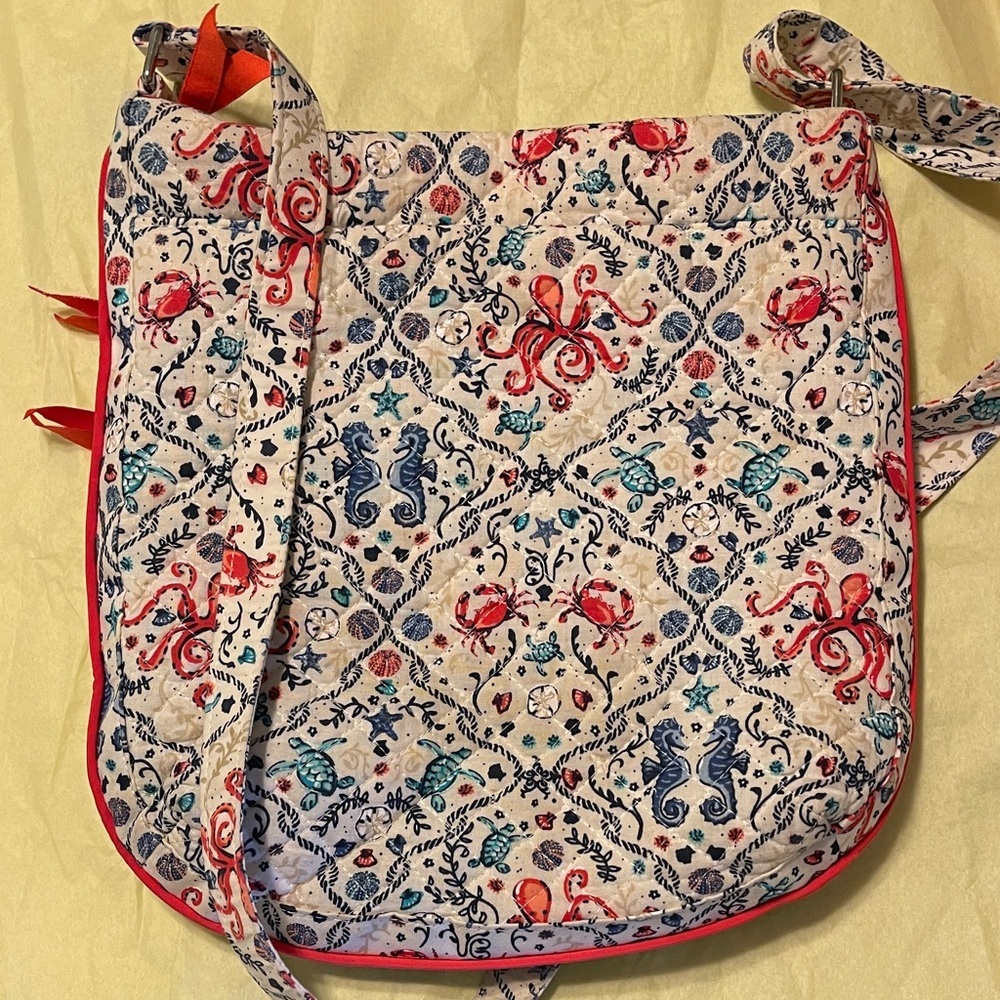 Vera Bradley Cream Crossbody with Coral, Navy & Teal Sea Life Print - Picture 9 of 10
